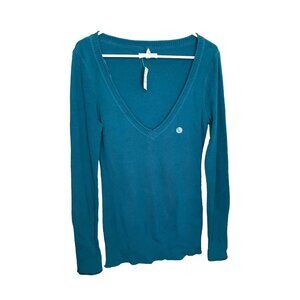 Aeropostale Teal V-Neck Sweater L Cozy Stylish Sweater Casual Travel New